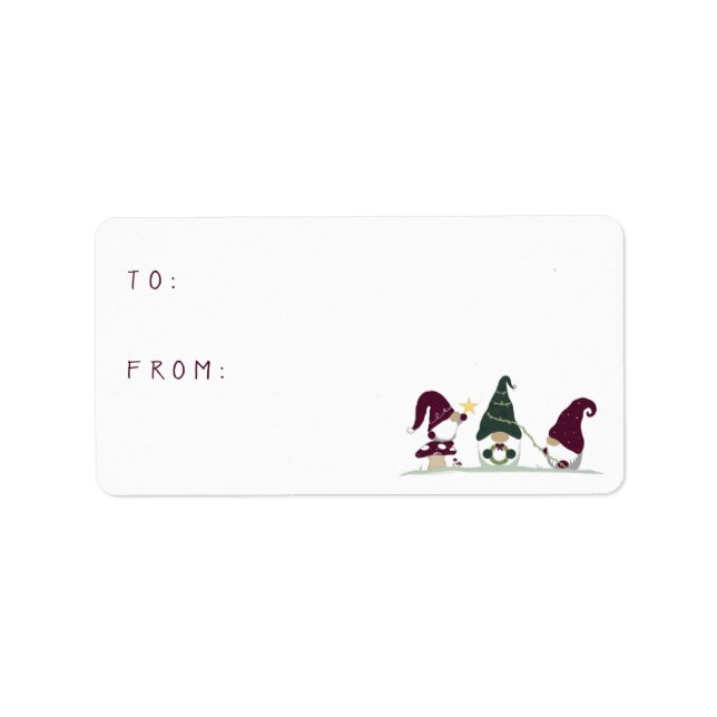 De/vers Étiquettes de cadeaux : Étiquette de Gnome (Devant)