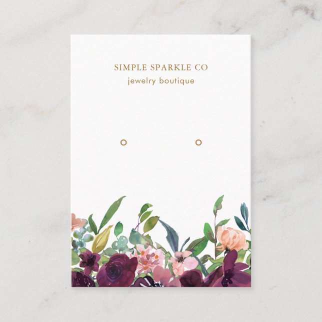 De Visite Belle carte d'affichage à oreilles florales violet (Devant)