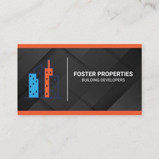 De Visite Biens immobiliers bâtiments | Carte noire orange (Devant)
