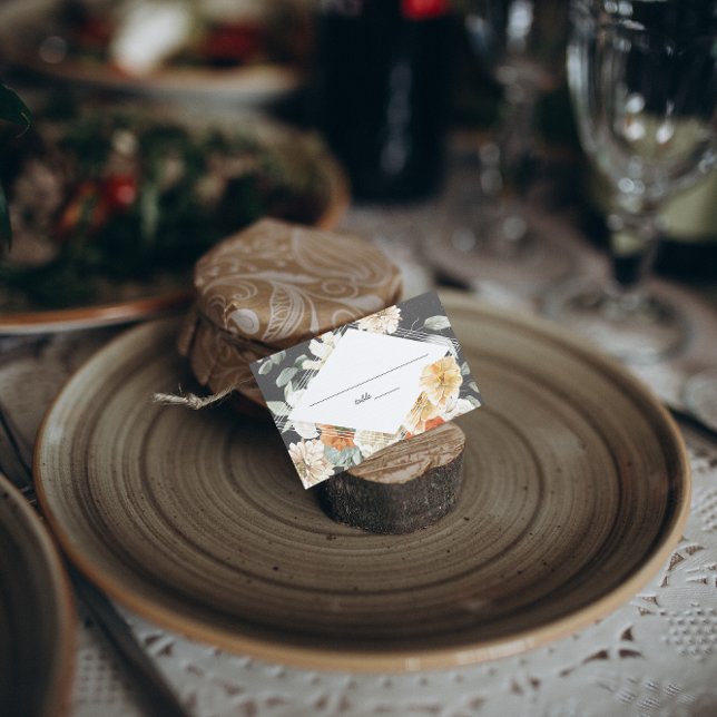 De Visite Boho Dark Floral | Carte Mariage (Créateur téléchargé)