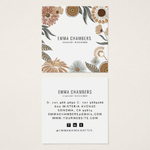 De Visite Boho Jewelry Designer Floral Carré Cartes d'affich