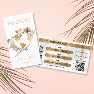 De Visite Boho Passeport Voyage Agent Carte Mondiale Passe d