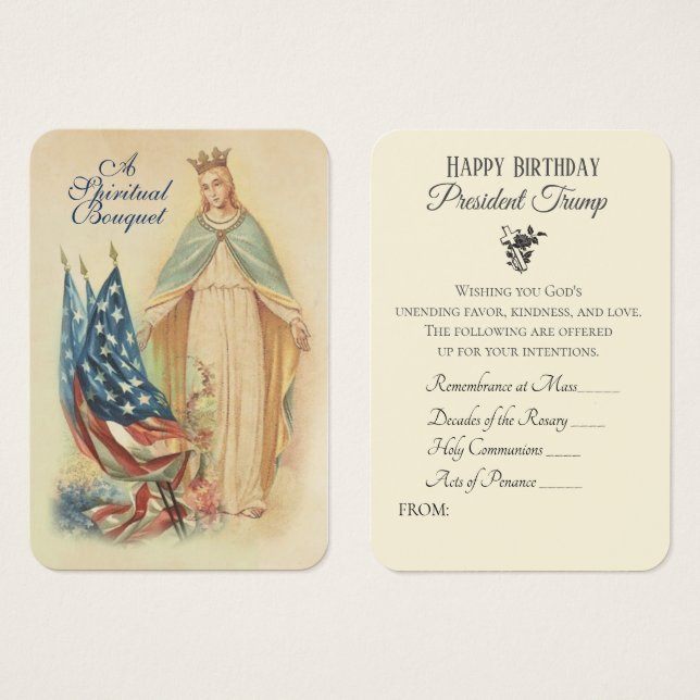 De Visite Bouquet spirituel du président Trump Cartes sainte (Devant & derrière)