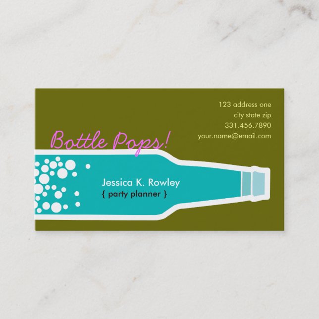 De Visite Bouteille Pops Blue Fun Profil personnalisé Carte  (Devant)