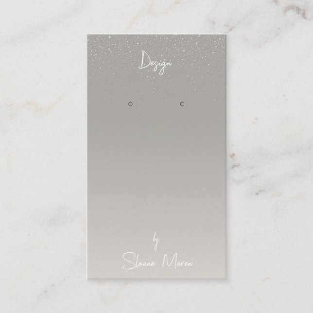De Visite Boutique Gris "Glittery" Earrage Carte d'affichage (Devant)
