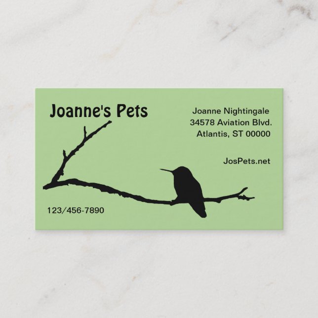 De Visite Bus. Carte - Colibri en Branche (Devant)