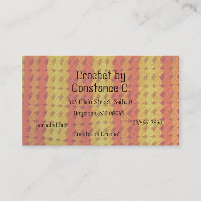 De Visite Bus. Carte - Crochet en bande orange et jaune (Devant)