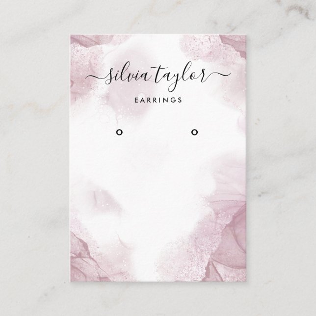 De Visite Calligraphie art Blush Pink Earring carte d'affich (Devant)