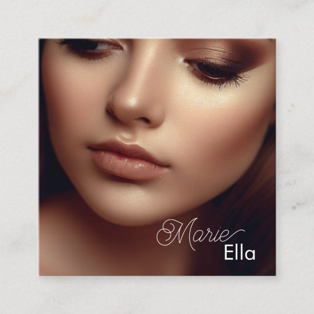 De Visite Carré Carte à peigne noire moderne Modèle photo Classy (Devant)