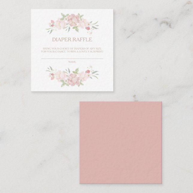 De Visite Carré Carte à rabat à Baby shower floral (Devant / Derrière)