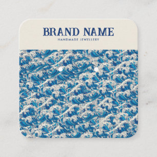 De Visite Carré Carte d'affichage Blue Retro Modern Wave Earrings