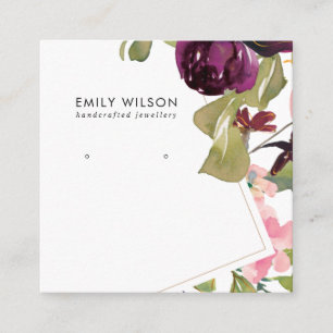 DE VISITE CARRÉ CARTE D'AFFICHAGE BURGUNDY BLUSH FLORAL STUD