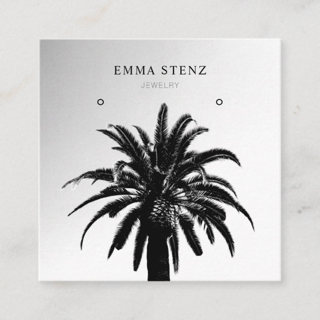 De Visite Carré Carte d'affichage pour bijoux à oreilles ・ Palme t (Devant)