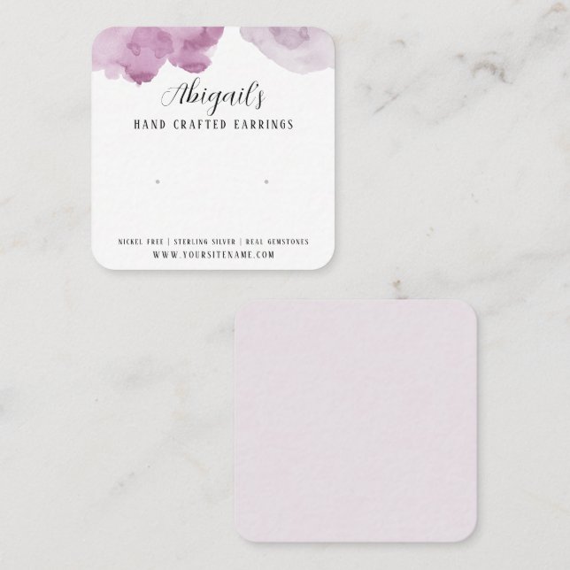 De Visite Carré Carte d'oreille aquarelle (Devant / Derrière)