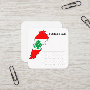 De Visite Carré Carte du Liban avec drapeau