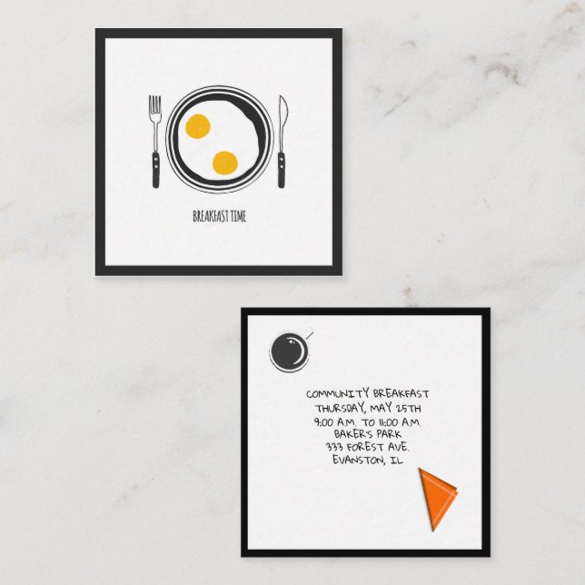 De Visite Carré carte flyer petit-déjeuner communautaire (Devant / Derrière)