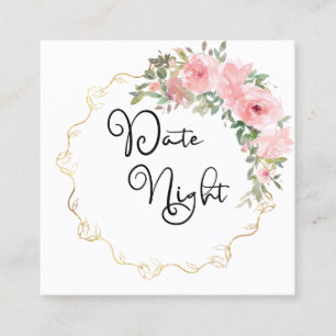 De Visite Carré Carte Nuit Aquarelle Lush Blush Rose Floral