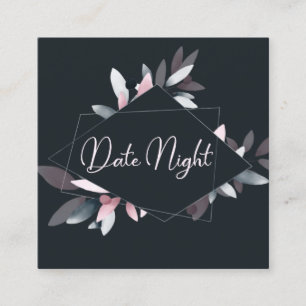 De Visite Carré Carte Nuit Pink Navy Elegant Soft Watercolor Date