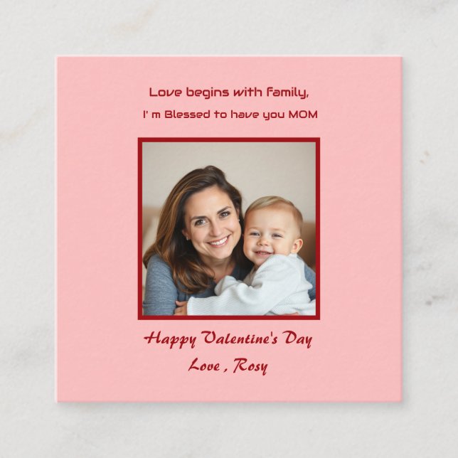 De Visite Carré Carte Saint Valentin pour enfants (Devant)