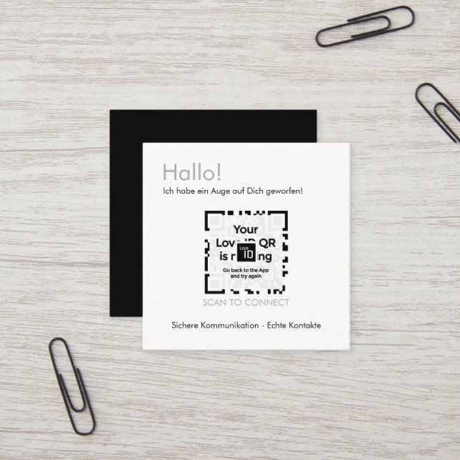 De Visite Carré Dating Carte - BLACK - QR - PURE Collection (Devant/Arrière en situation)