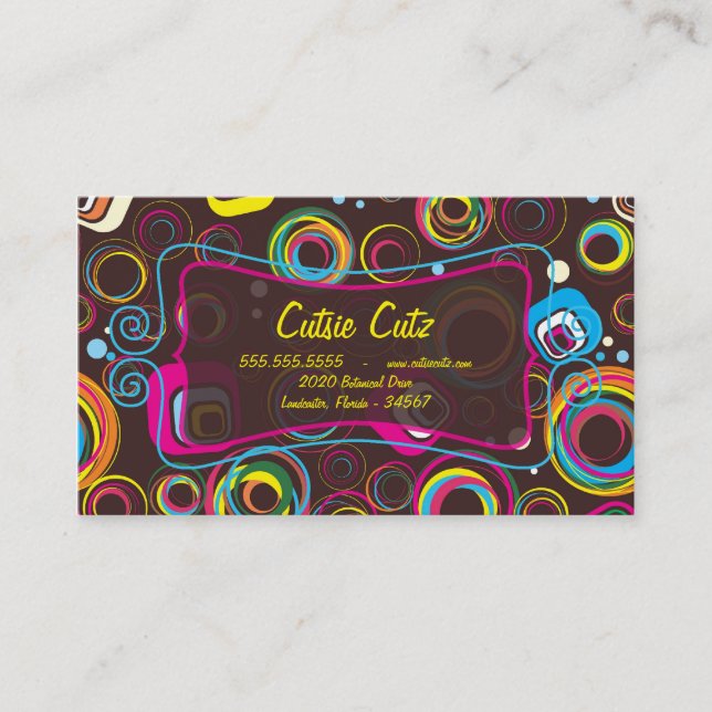 De Visite carré du cercle rétro des années 1970 1950 Carte d (Devant)