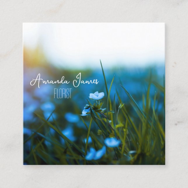 De Visite Carré macro fleurs dans le champ, pour fleuriste, Carte  (Devant)
