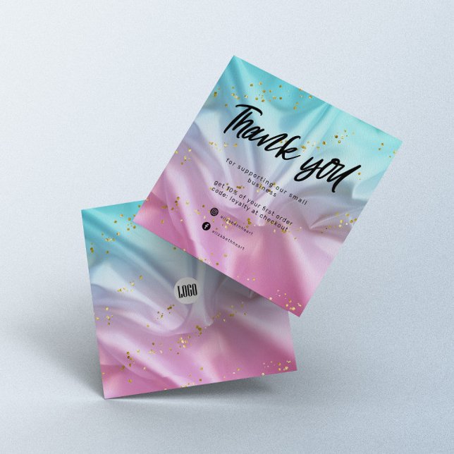 De Visite Carré Pink Blue Satin Parties scintillant Business Carte (Créateur téléchargé)