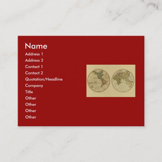 De Visite Carte 1786 du monde d'antiquité par William Faden (Devant)