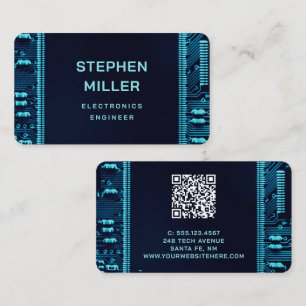 De Visite Carte à circuit bleu QR Code ingénieur électroniqu
