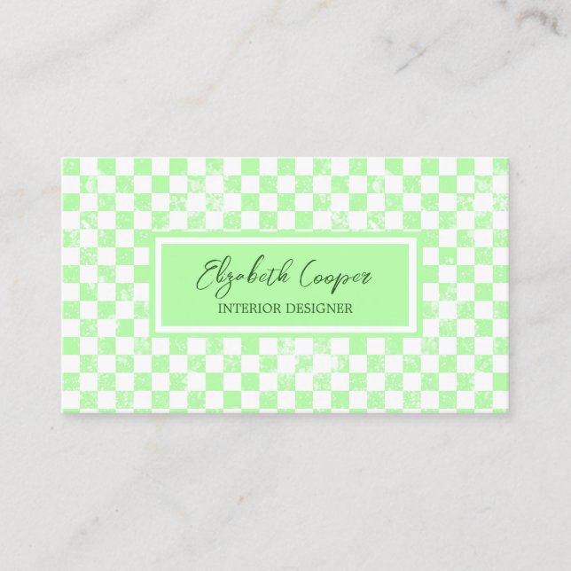 De Visite Carte À damiers Pastel Green (Devant)