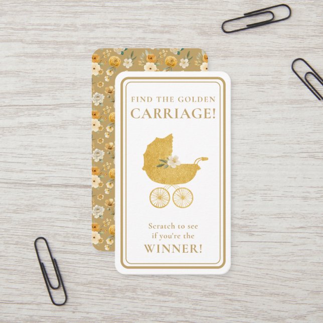 De Visite Carte à gratter Chariot Doré - Gagnant (Devant/Arrière en situation)