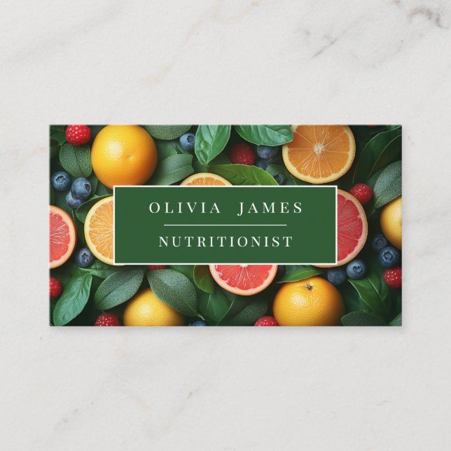 De Visite Carte à thème Fruit pour agriculteurs Chefs Nutrit (Devant)