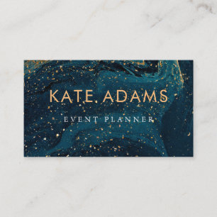De Visite Carte Abstraite Sparkling Gold Marble Dark Navy