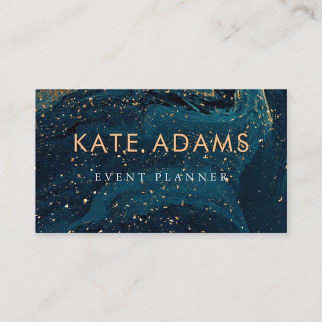 De Visite Carte Abstraite Sparkling Gold Marble Dark Navy (Devant)