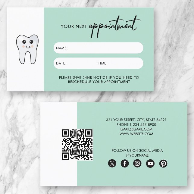 De Visite Carte Appoint pour dentiste dentaire mignonne (Cute Tooth Dentist Doctor Appoint Card)