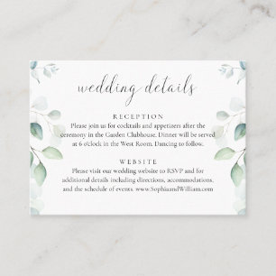 De Visite Carte Budget Eucalyptus Green Mariage Détails
