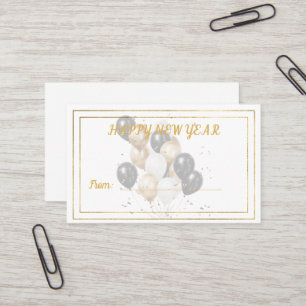 De Visite Carte Cadeau Ballons Noirs et Dorés Bonne Année