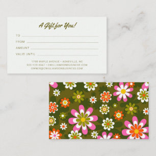 De Visite Carte Cadeau Salon Floral Rétro Groovy Rose Vert