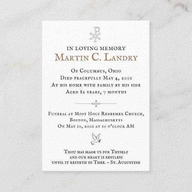 De Visite Carte commémorative (Devant)