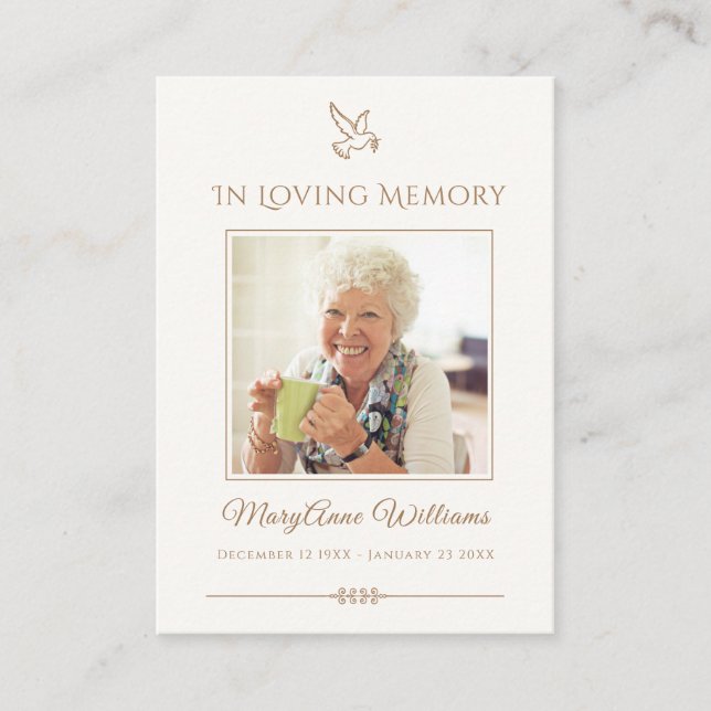 De Visite Carte commémorative funéraire Sympathy Bird Wake (Devant)