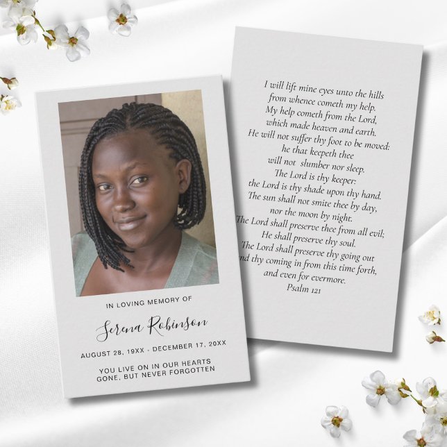 De Visite Carte commémorative Gris Photo Sympathy Funeral (Photo Memorial Prayer Card)