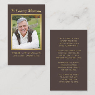 De Visite Carte commémorative Sympathy Brown Gold Photo Fune