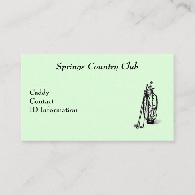 De Visite Carte Country Club Golf Caddy (Devant)