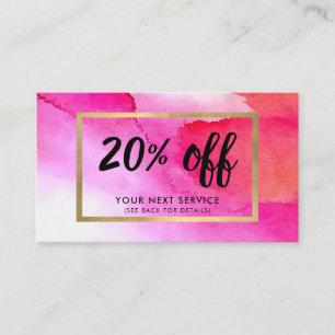 De Visite Carte Coupon à rabais en Aquarelle rose gras