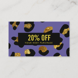 De Visite Carte Coupon Leopard Parties scintillant Gold viol