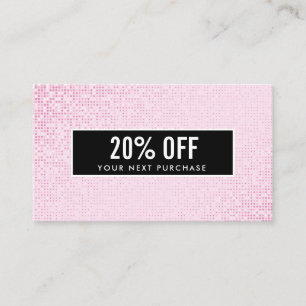 De Visite Carte Coupon noir Faux Rose Sequin