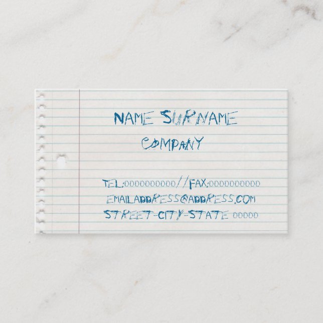 De Visite carte d'affaire louche (Devant)