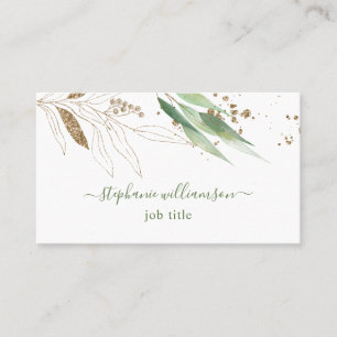 De Visite Carte d'affaires aquarelle verdure et or