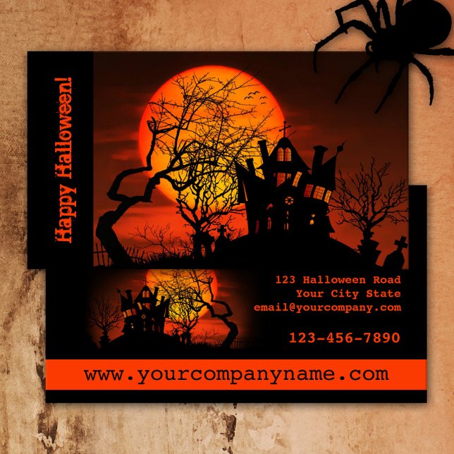 De Visite Carte d'affaires Halloween Maison Hantée (Créateur téléchargé)