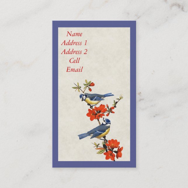 De Visite Carte d'affaires/profil Oiseaux et fleurs (Devant)